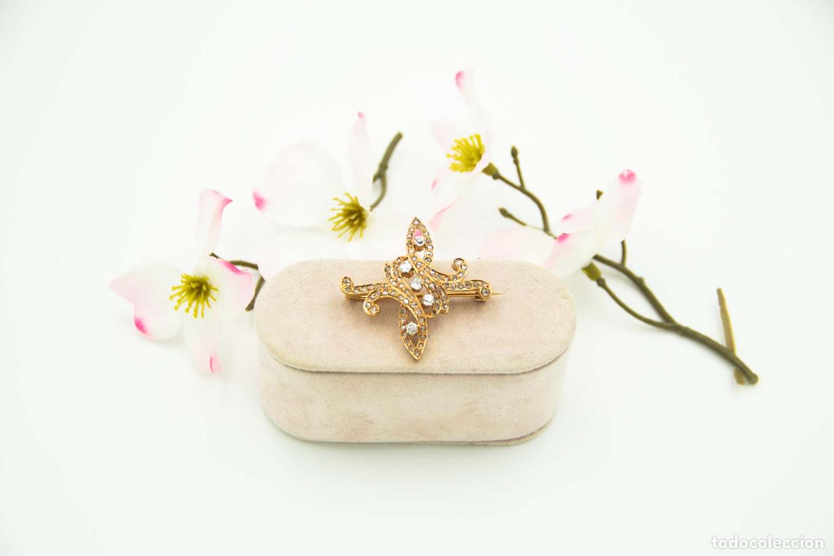 Joyeria: Broche de oro de 19,2 quilates con diamantes - Foto 1