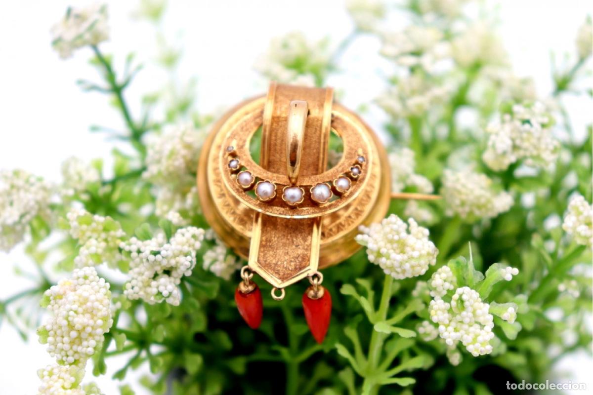 Joyeria: Broche de Oro 19,2K con perlas y coral. - Foto 3
