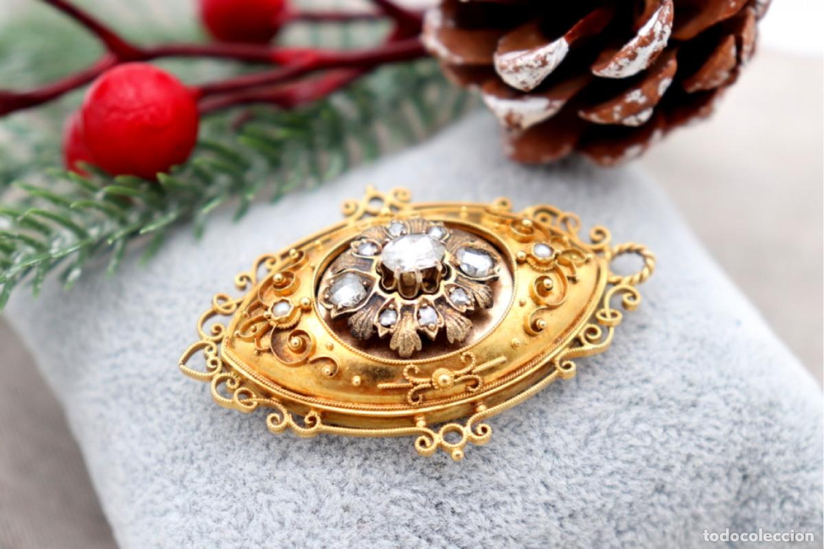 Joyeria: Broche de oro de 19,2 quilates con perlas y diamantes - Foto 3