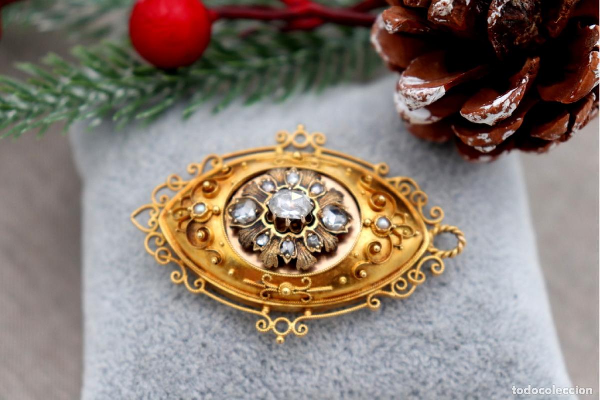 Joyeria: Broche de oro de 19,2 quilates con perlas y diamantes - Foto 4