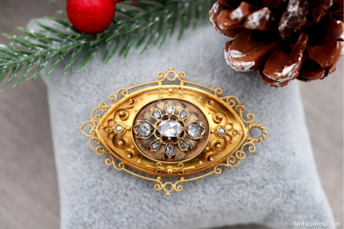 Joyeria: Broche de oro de 19,2 quilates con perlas y diamantes - Foto 5