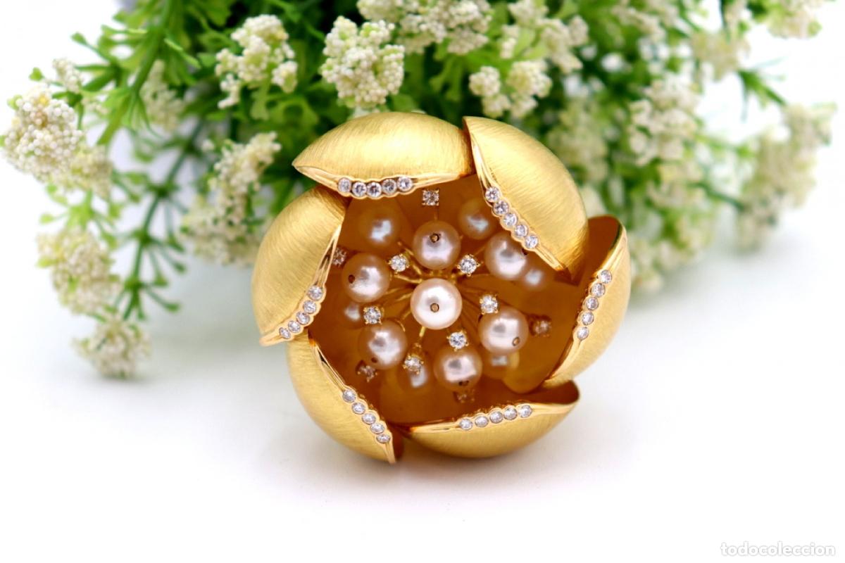 Joyeria: Broche de oro de 19,2 quilates con perlas y diamantes - Foto 5