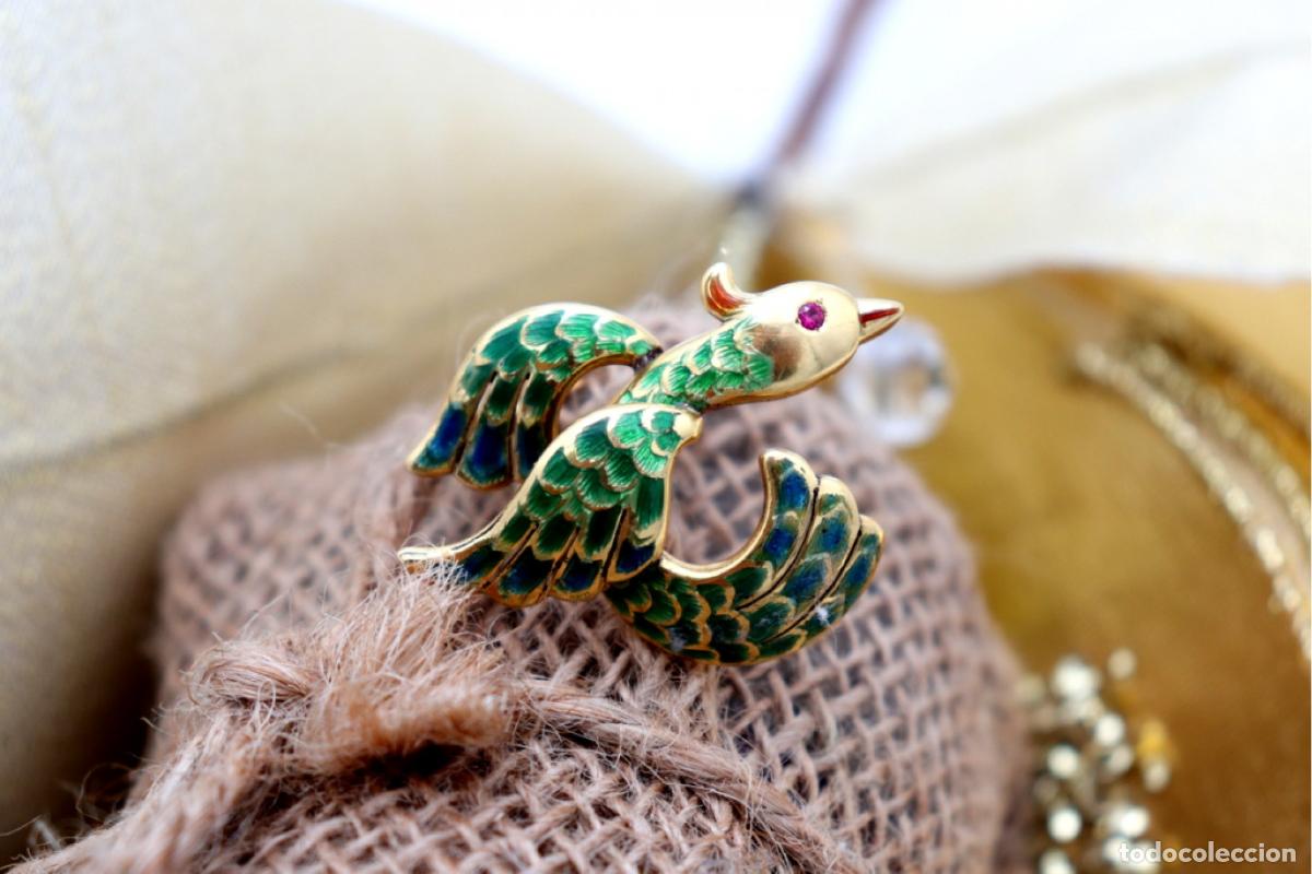 Joyeria: Broche de oro de 19,2 quilates con rub&iacute; - P&aacute;jaro - Foto 2