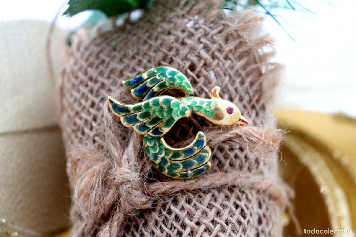 Joyeria: Broche de oro de 19,2 quilates con rub&iacute; - P&aacute;jaro - Foto 3