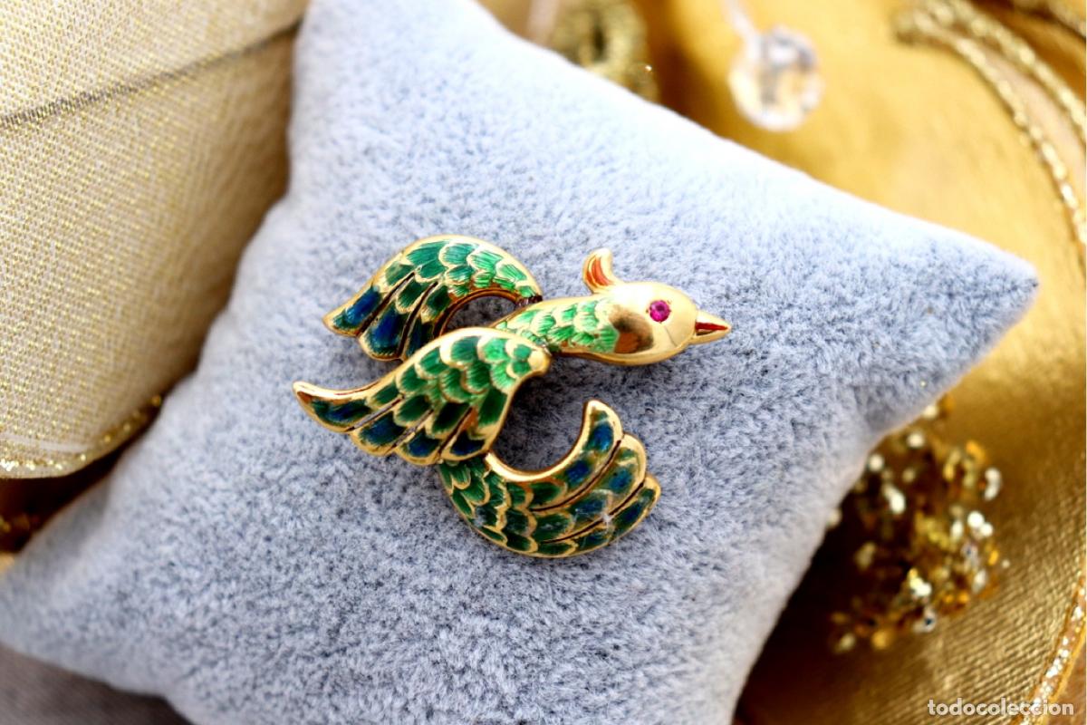 Joyeria: Broche de oro de 19,2 quilates con rub&iacute; - P&aacute;jaro - Foto 7