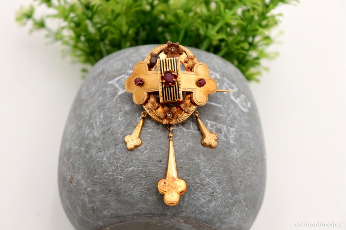 Joyeria: Broche de oro de 19,2 quilates con rub&iacute;es - Foto 1