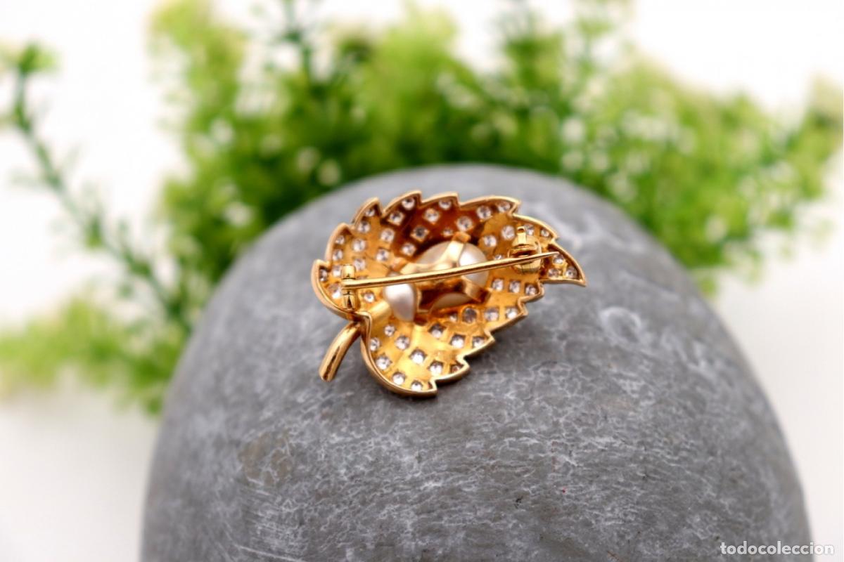 Joyeria: Broche de oro de 19,2 quilates con diamantes y perla - Foto 2