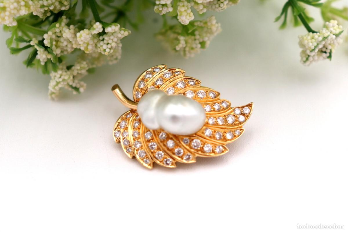 Joyeria: Broche de oro de 19,2 quilates con diamantes y perla - Foto 3