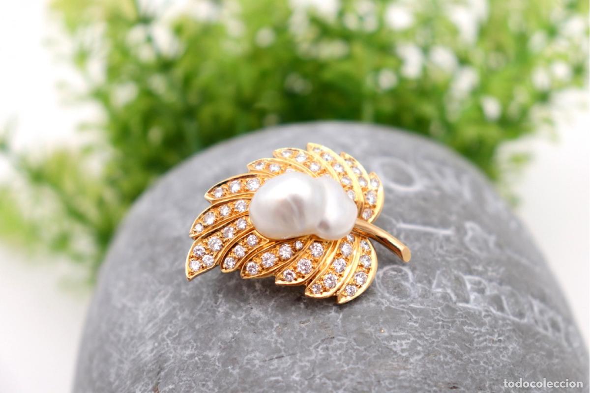 Joyeria: Broche de oro de 19,2 quilates con diamantes y perla - Foto 5