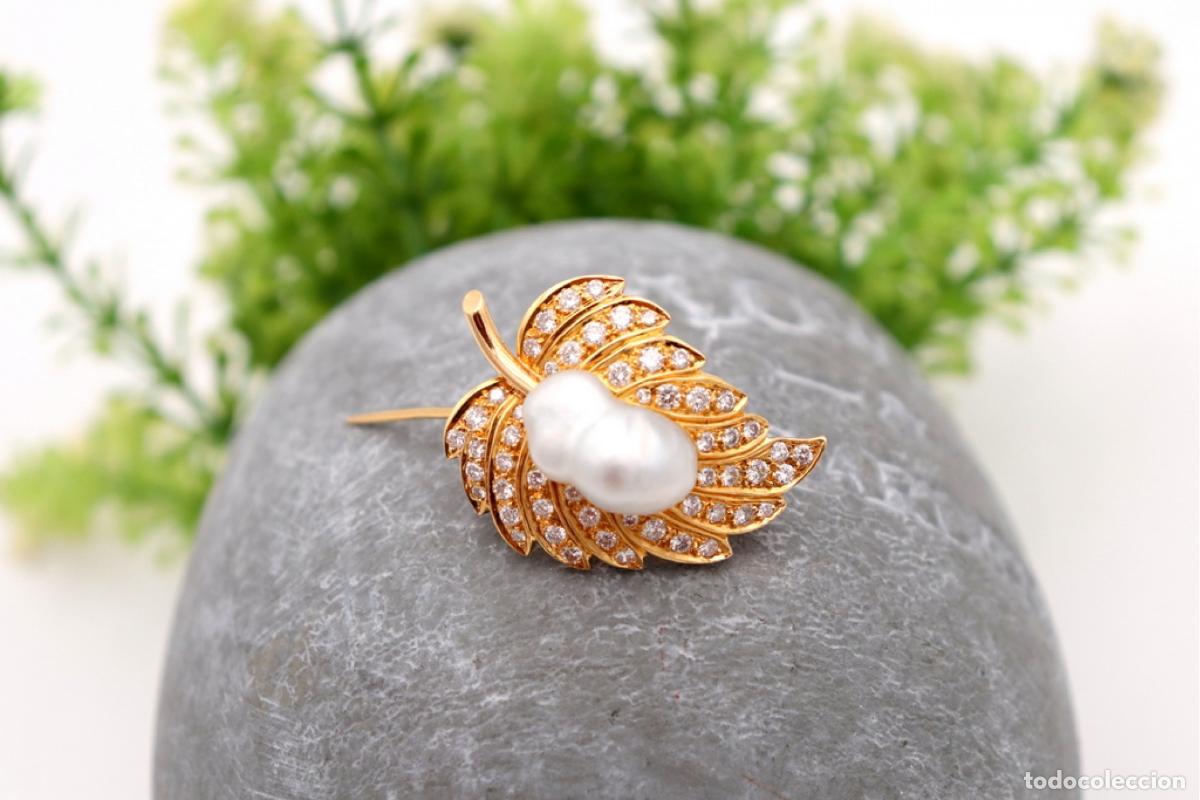 Joyeria: Broche de oro de 19,2 quilates con diamantes y perla - Foto 6