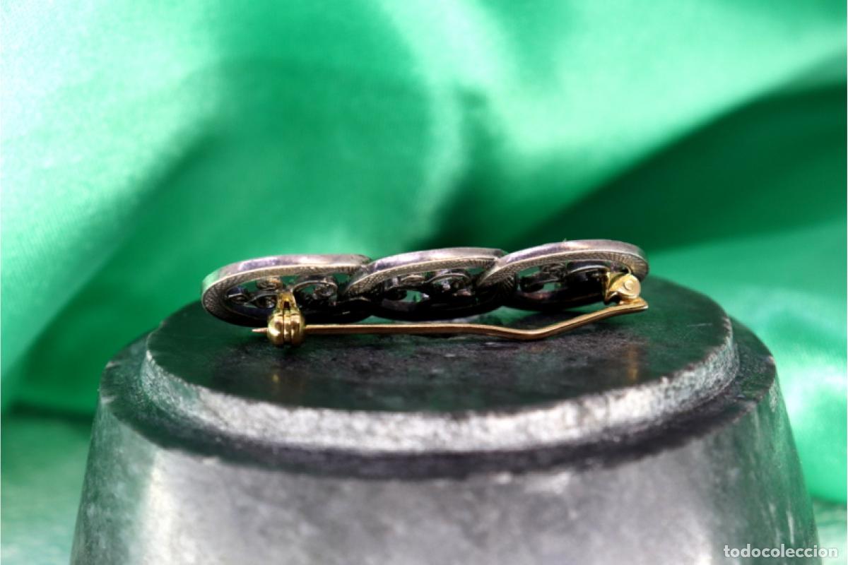 Joyeria: Broche en oro y plata de 19,2K con diamantes. - Foto 4