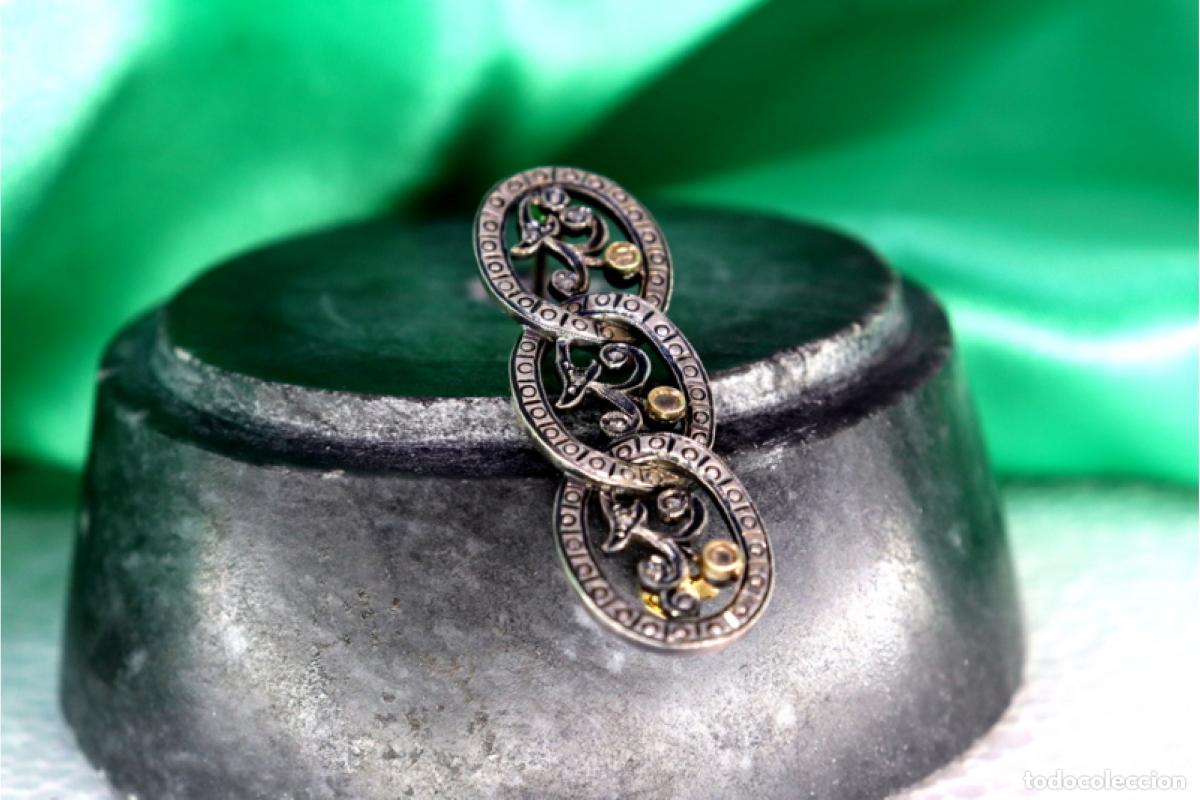 Joyeria: Broche en oro y plata de 19,2K con diamantes. - Foto 5