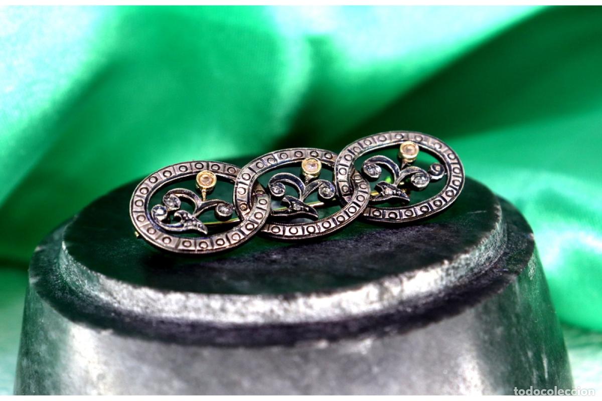 Joyeria: Broche en oro y plata de 19,2K con diamantes. - Foto 1