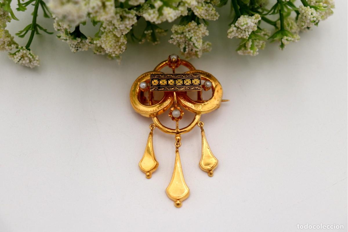 Joyeria: Broche de oro de 19,2 quilates con perlas - Foto 5