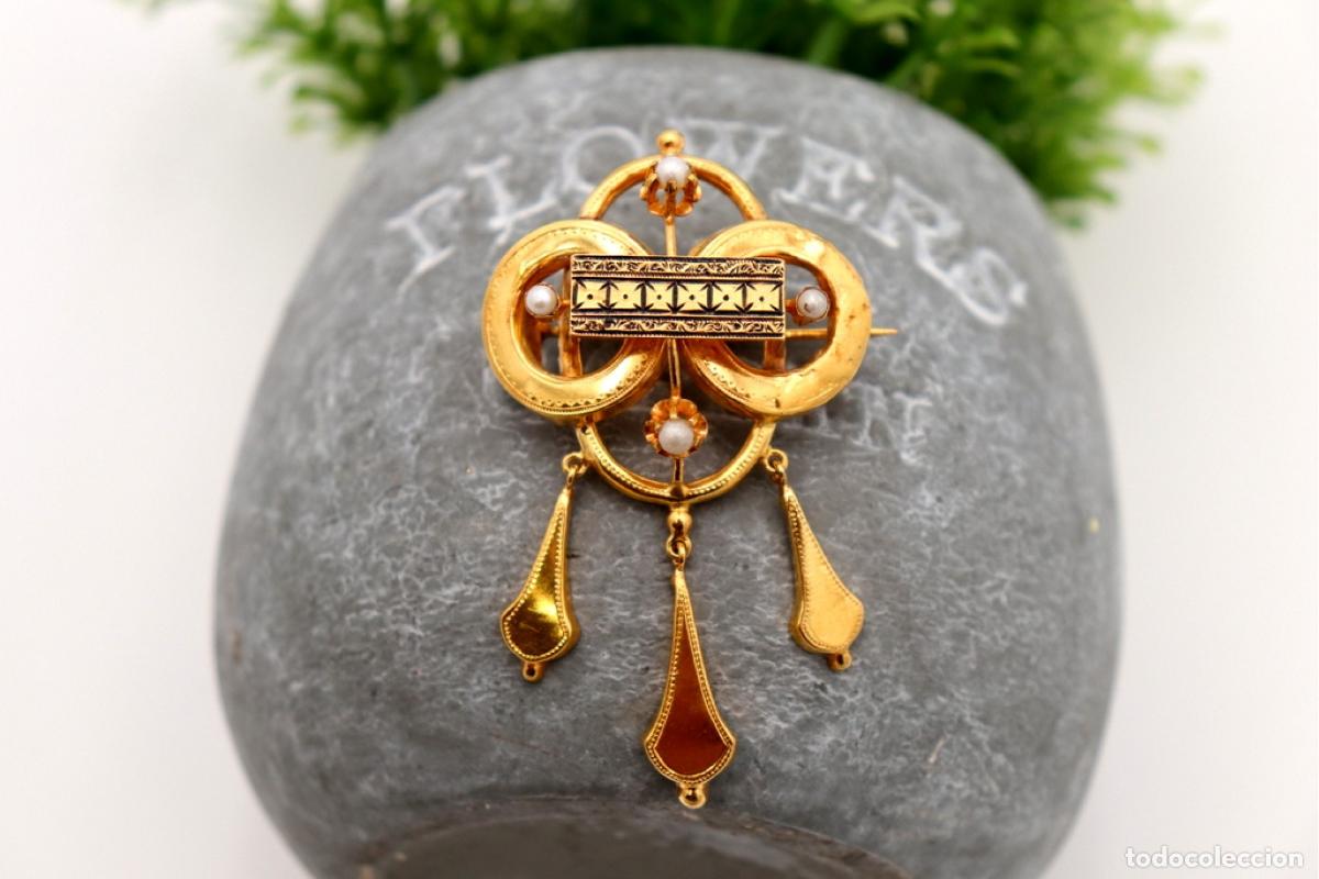 Joyeria: Broche de oro de 19,2 quilates con perlas - Foto 1