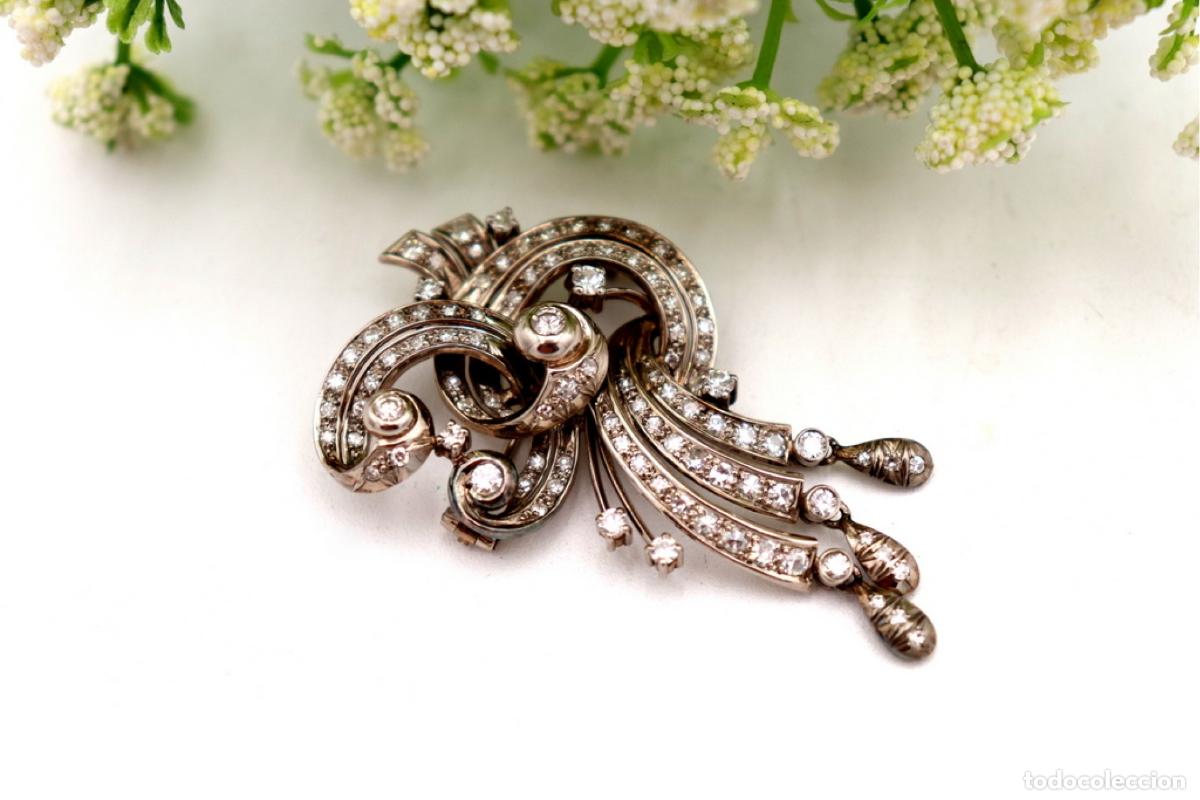 Joyeria: Broche de oro blanco de 19,2K con diamantes. - Foto 3