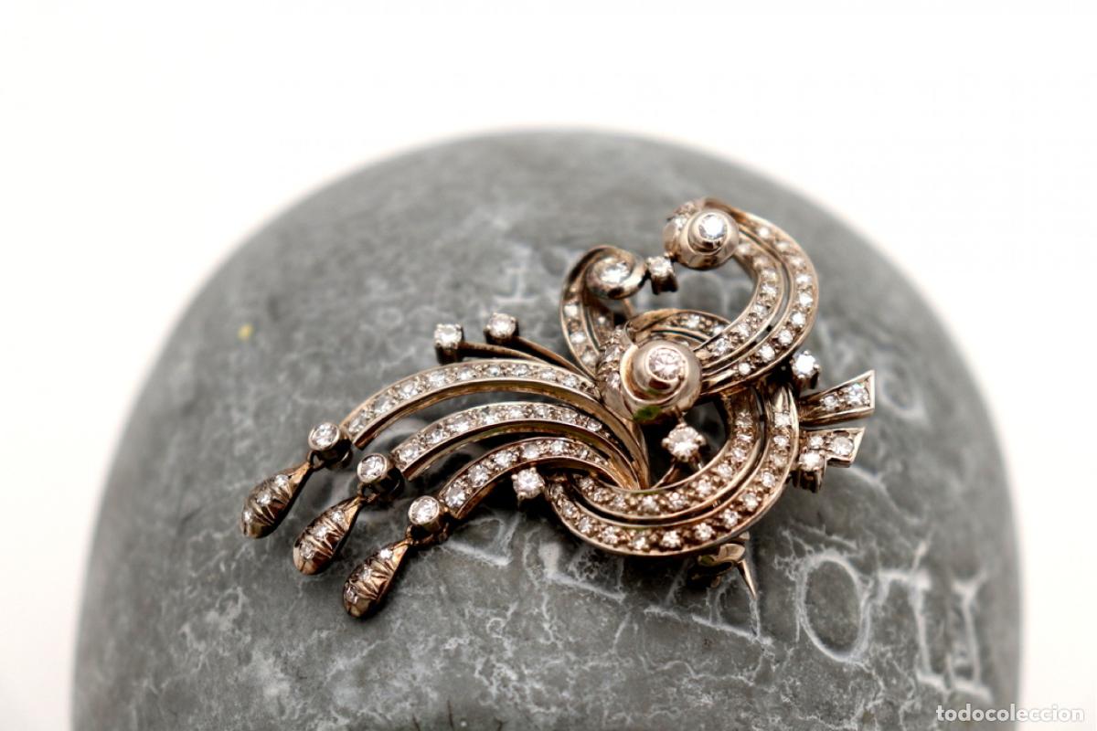 Joyeria: Broche de oro blanco de 19,2K con diamantes. - Foto 5