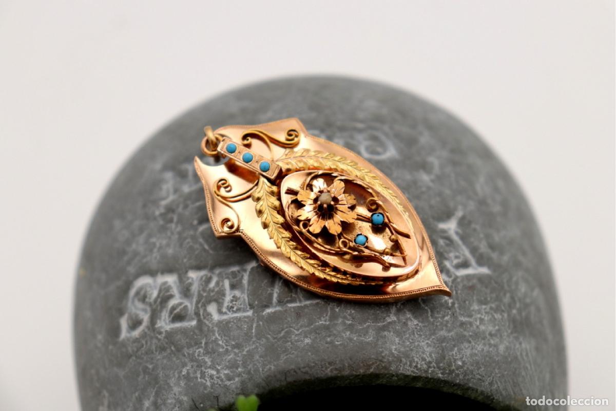 Joyeria: Broche de oro de 19,2 quilates con turquesa - Foto 2