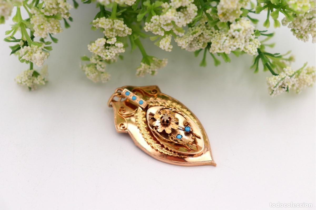 Joyeria: Broche de oro de 19,2 quilates con turquesa - Foto 4