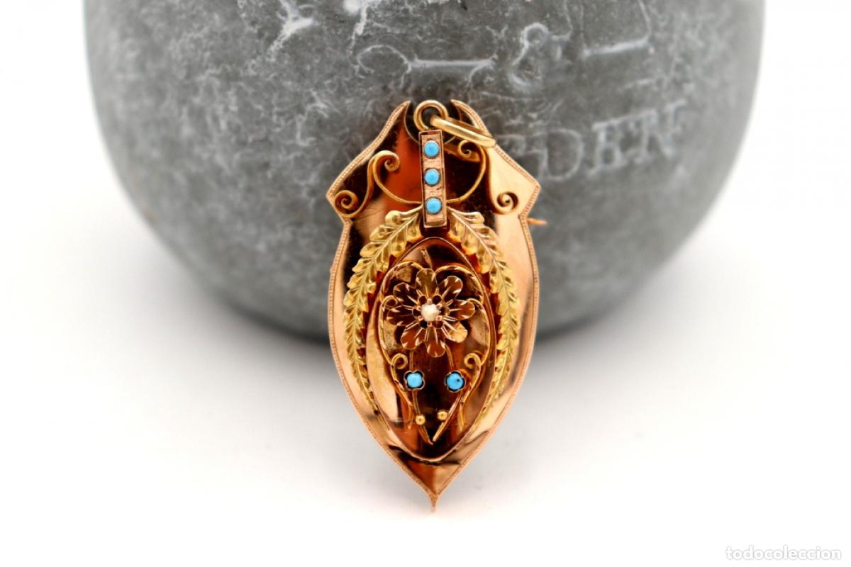 Joyeria: Broche de oro de 19,2 quilates con turquesa - Foto 5
