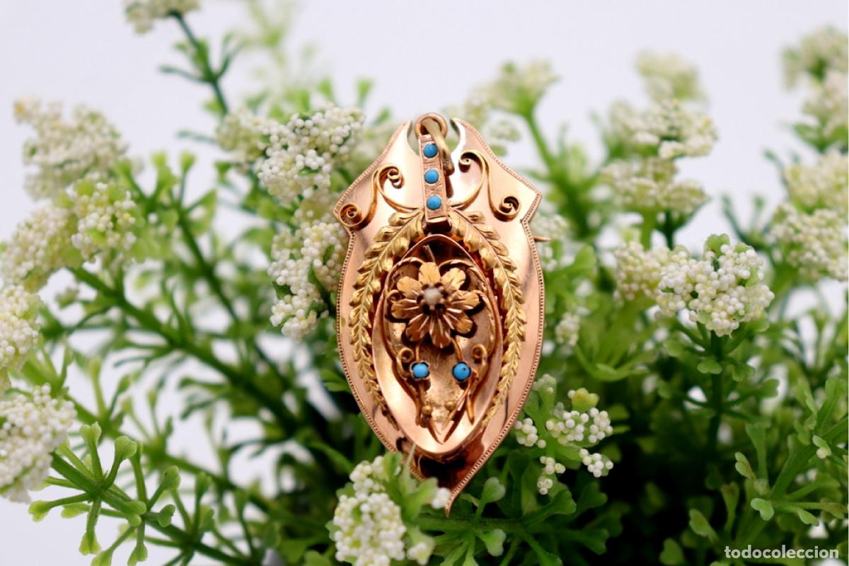 Joyeria: Broche de oro de 19,2 quilates con turquesa - Foto 1
