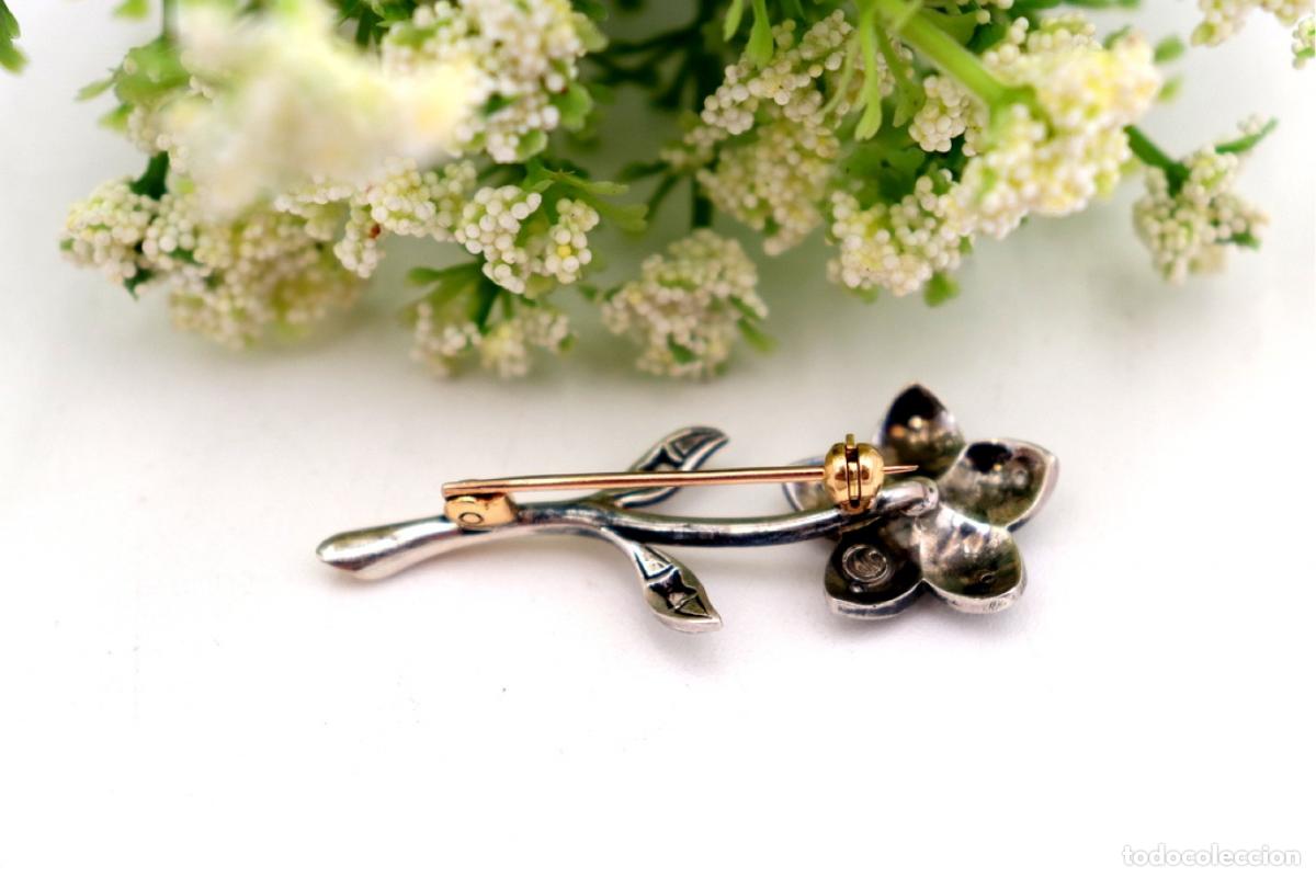 Joyeria: Broche en oro y plata de 19,2K con diamantes. - Foto 4