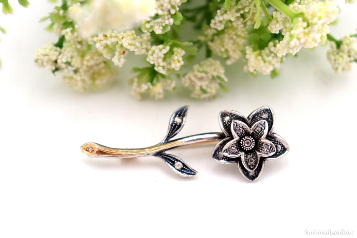 Joyeria: Broche en oro y plata de 19,2K con diamantes. - Foto 1