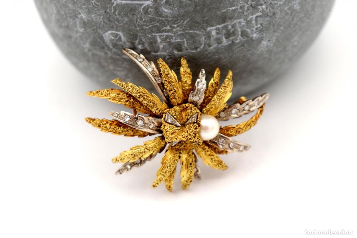 Joyeria: Broche de oro bicolor de 19,2K con perla. - Foto 2