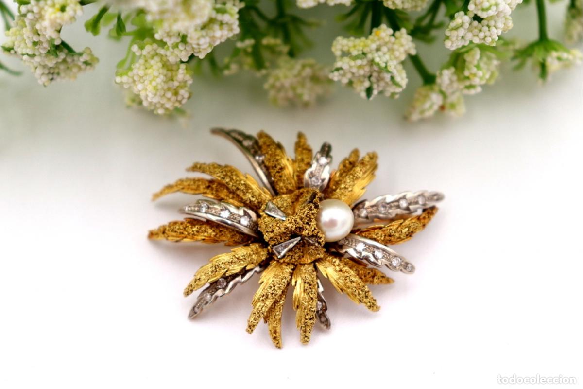 Joyeria: Broche de oro bicolor de 19,2K con perla. - Foto 3