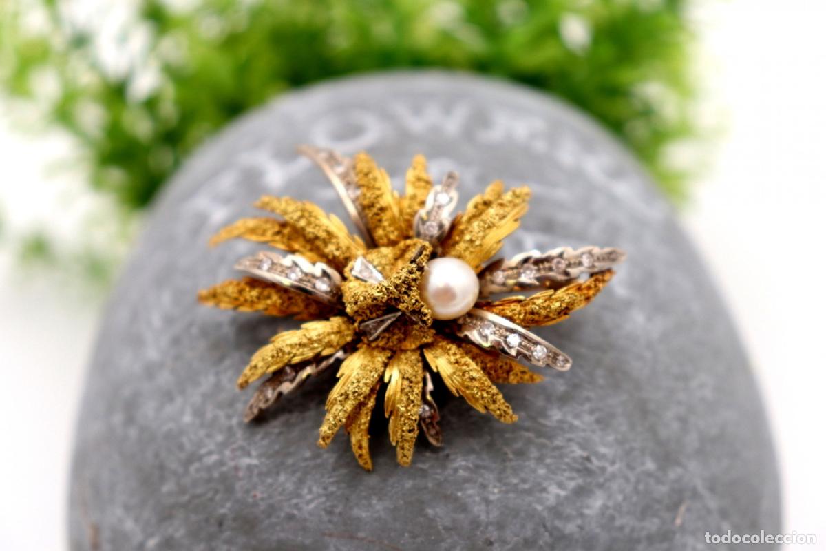 Joyeria: Broche de oro bicolor de 19,2K con perla. - Foto 4