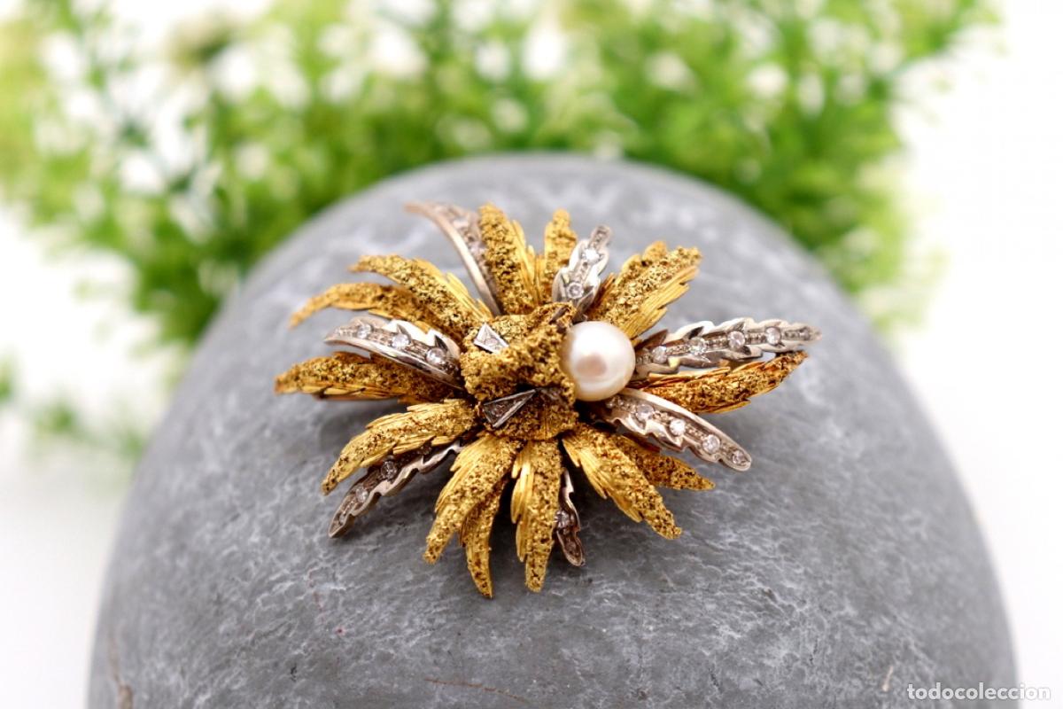 Joyeria: Broche de oro bicolor de 19,2K con perla. - Foto 1