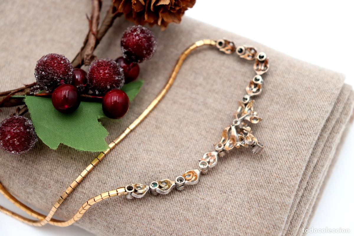 Joyeria: Collar en oro y plata de 19,2K con perla y diamantes. - Foto 3