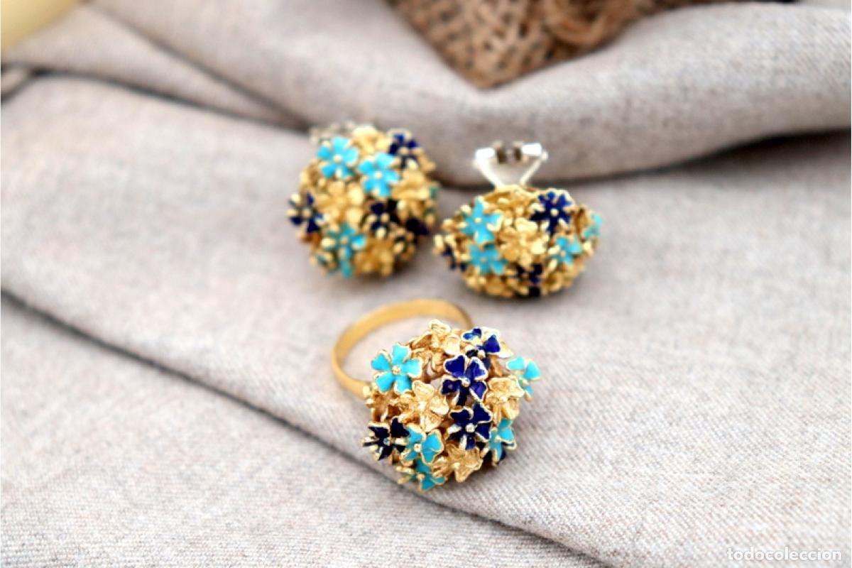 Joyeria: Conjunto de pendientes y anillo, en oro de 18K. - Foto 7
