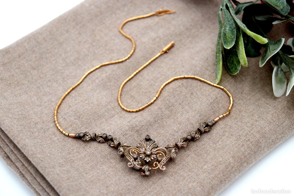 Joyeria: Collar en oro y plata de 19,2K con perla y diamantes. - Foto 6