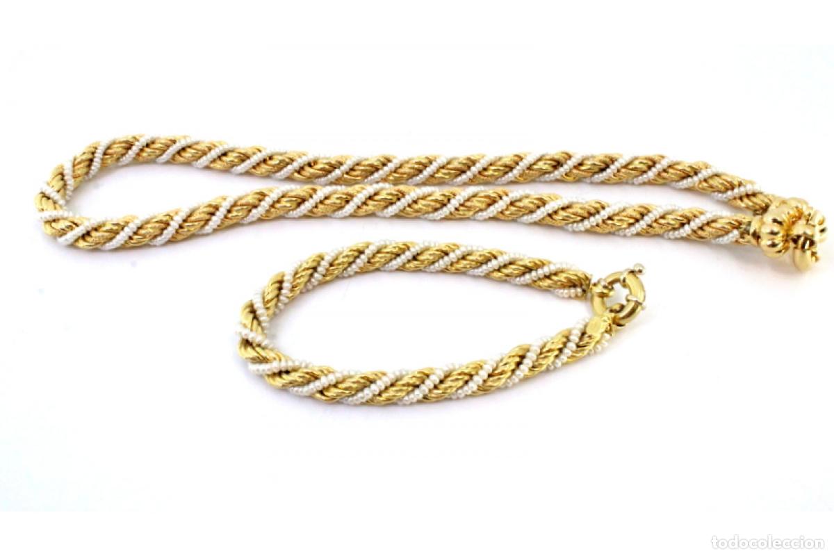 Joyeria: Pulsera y collar en oro de 19,2K con perlas. - Foto 2