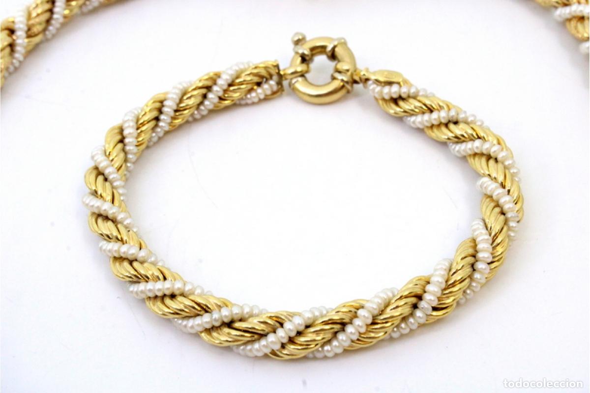 Joyeria: Pulsera y collar en oro de 19,2K con perlas. - Foto 3