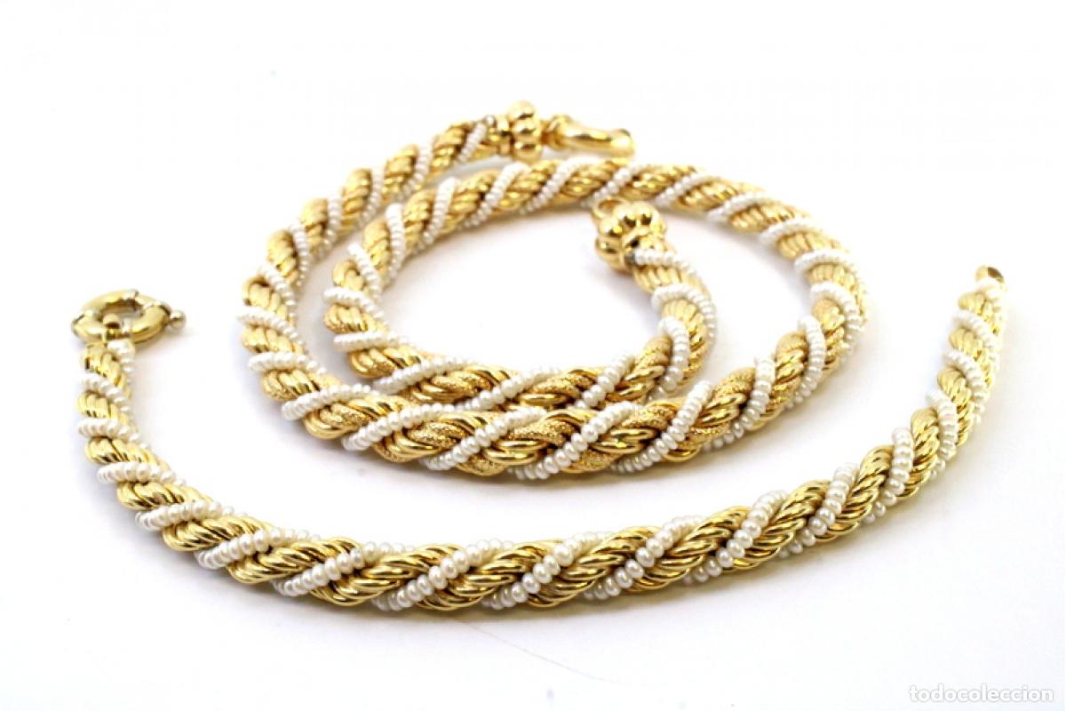 Joyeria: Pulsera y collar en oro de 19,2K con perlas. - Foto 8
