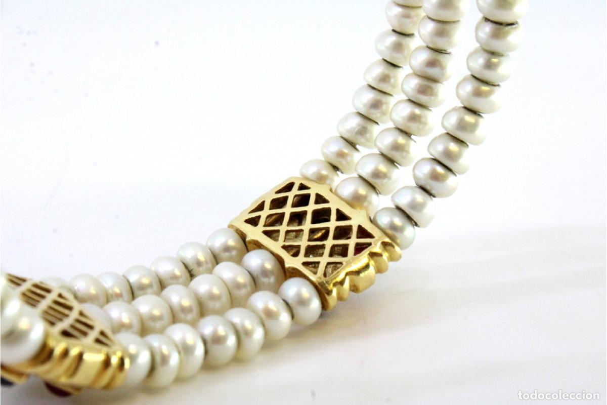 Joyeria: Pulsera de oro de 18 quilates con perlas y diamantes - Foto 9