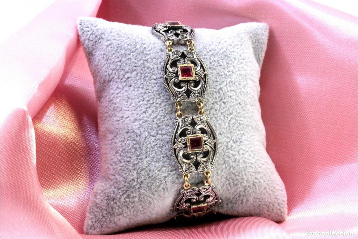 Joyeria: Pulsera en oro y plata de 19,2K con diamantes y rub&iacute;es. - Foto 2