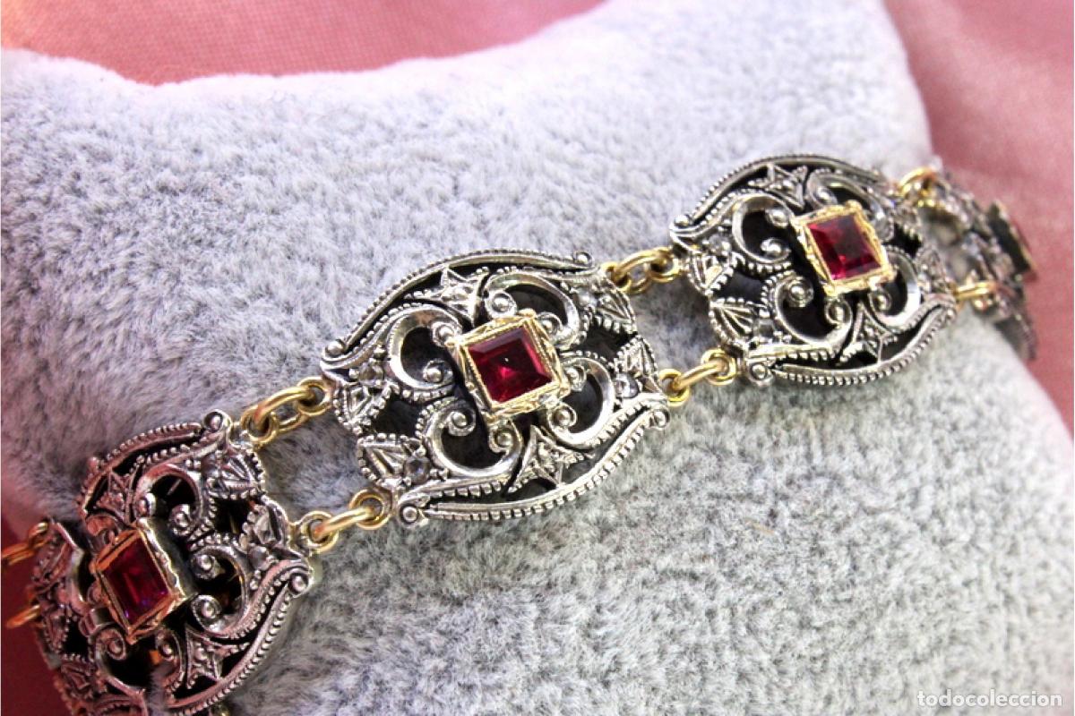 Joyeria: Pulsera en oro y plata de 19,2K con diamantes y rub&iacute;es. - Foto 3