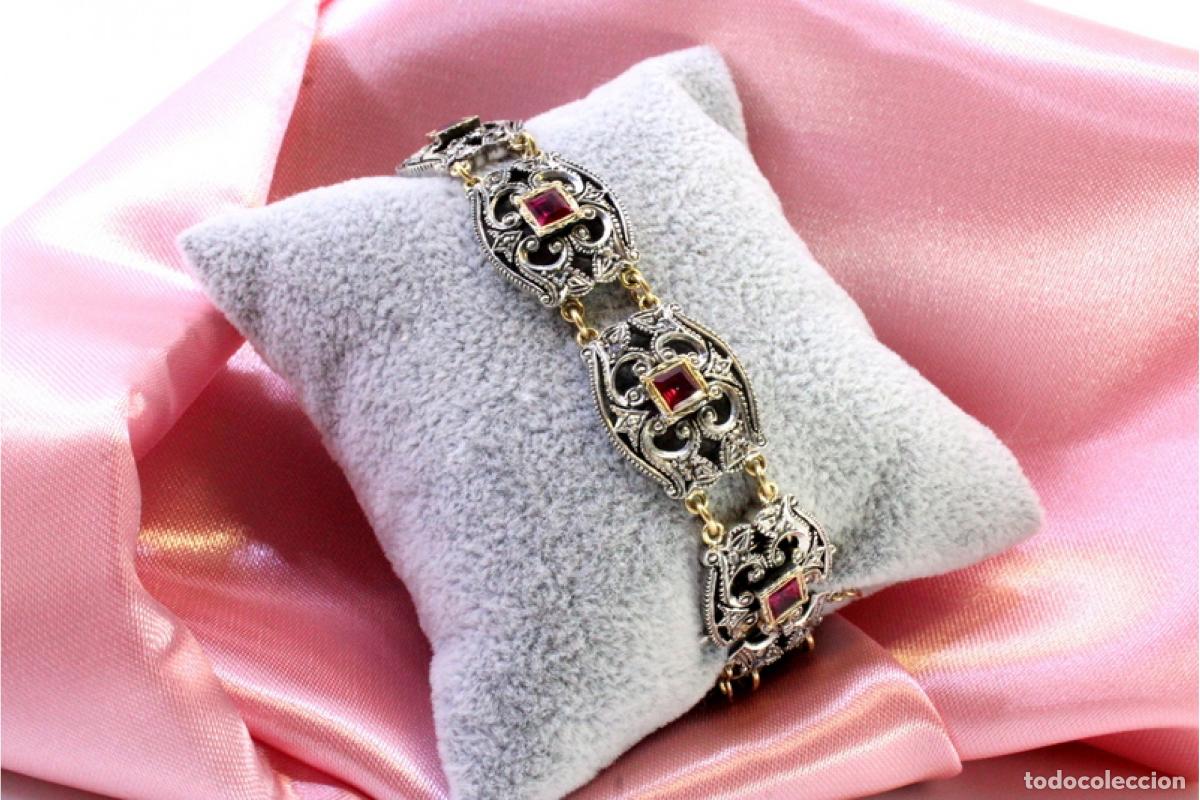 Joyeria: Pulsera en oro y plata de 19,2K con diamantes y rub&iacute;es. - Foto 4