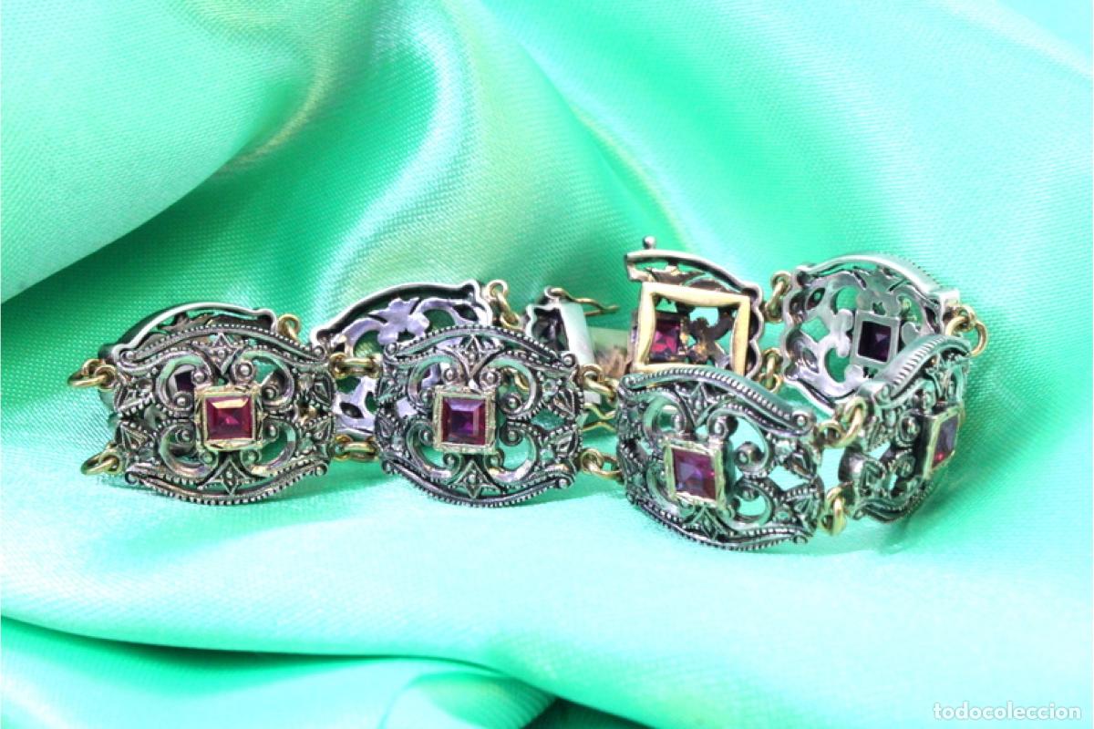 Joyeria: Pulsera en oro y plata de 19,2K con diamantes y rub&iacute;es. - Foto 6