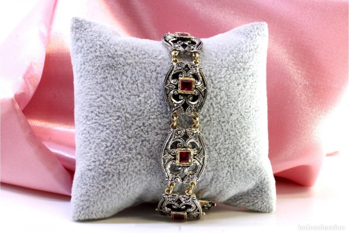 Joyeria: Pulsera en oro y plata de 19,2K con diamantes y rub&iacute;es. - Foto 8