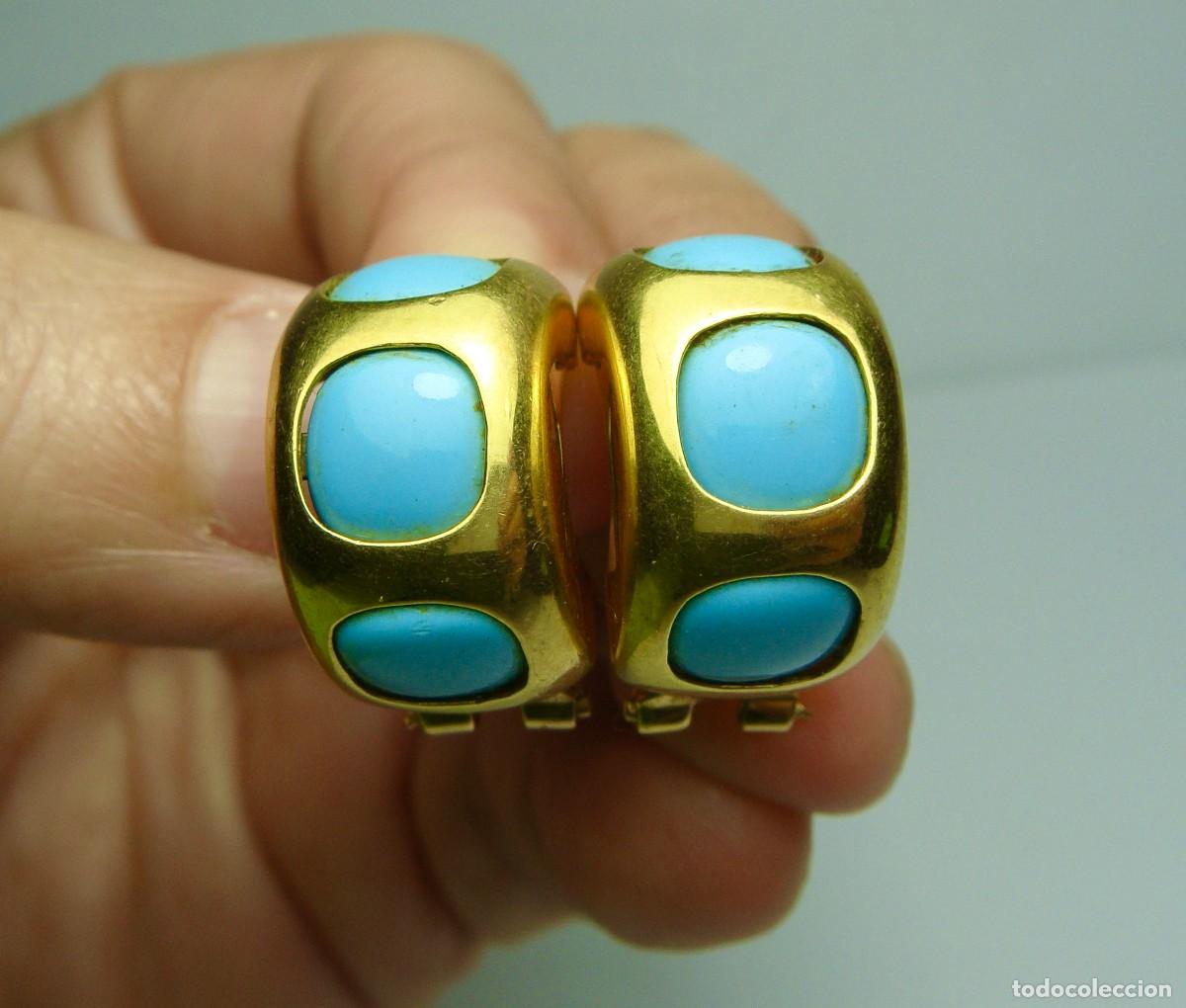 Joyeria: Pendientes Semicirculares de Oro 18K y Turquesas - Foto 1