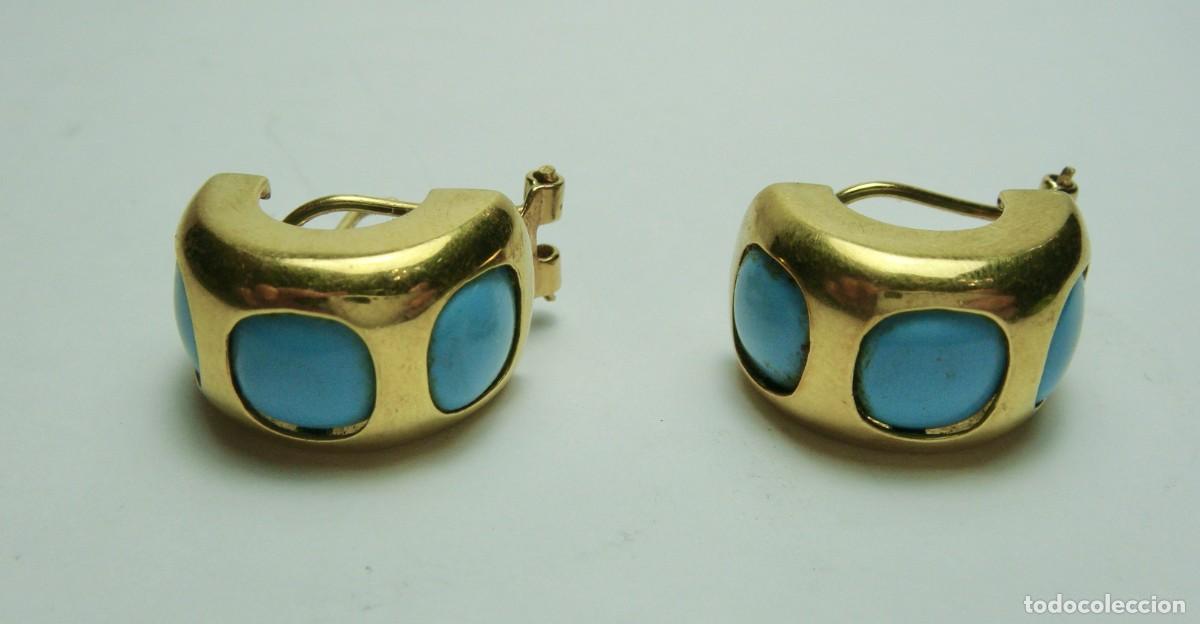 Joyeria: Pendientes Semicirculares de Oro 18K y Turquesas - Foto 5