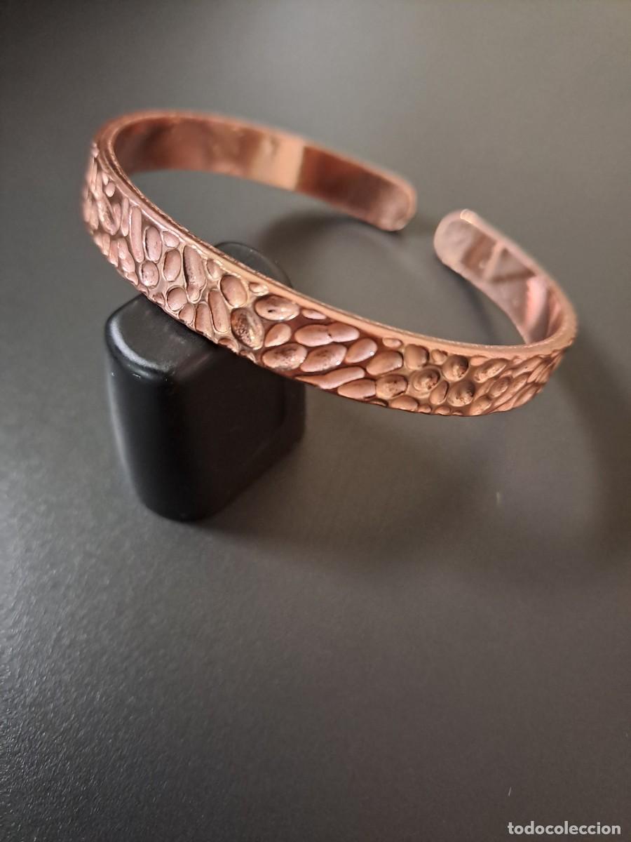 Joyeria: Pulsera de cobre ajustable relieve picado, nueva - Foto 4