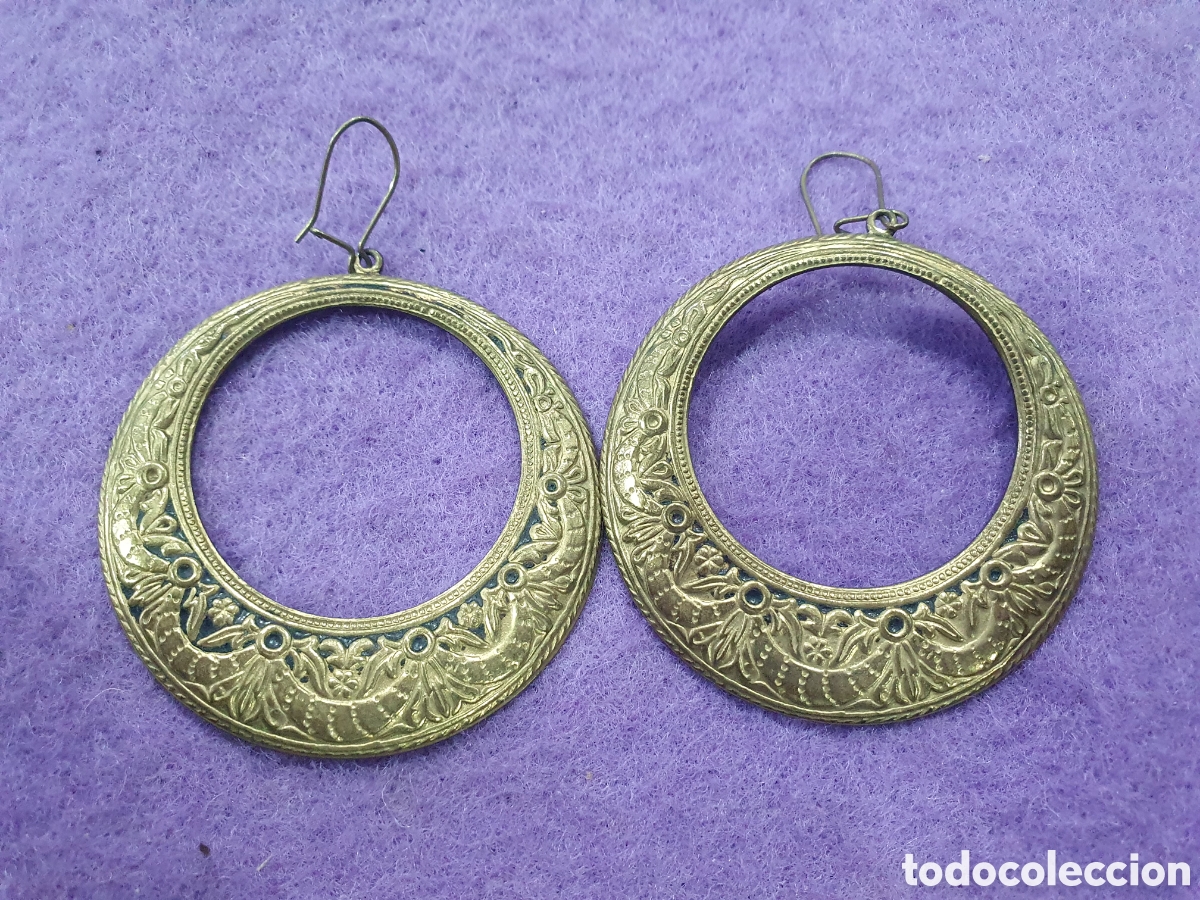 Joyeria: Pareja de pendientes en lat&oacute;n. (L57) - Foto 1