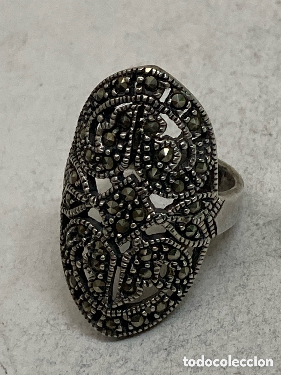 Joyeria: Anillo tipo lanzadera de plata y marquesitas/ S430 - Foto 2