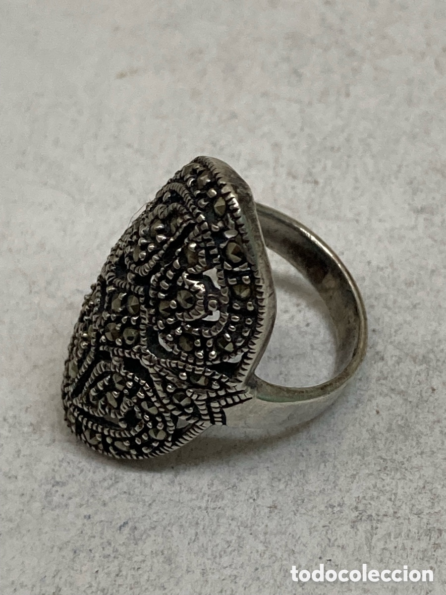 Joyeria: Anillo tipo lanzadera de plata y marquesitas/ S430 - Foto 1