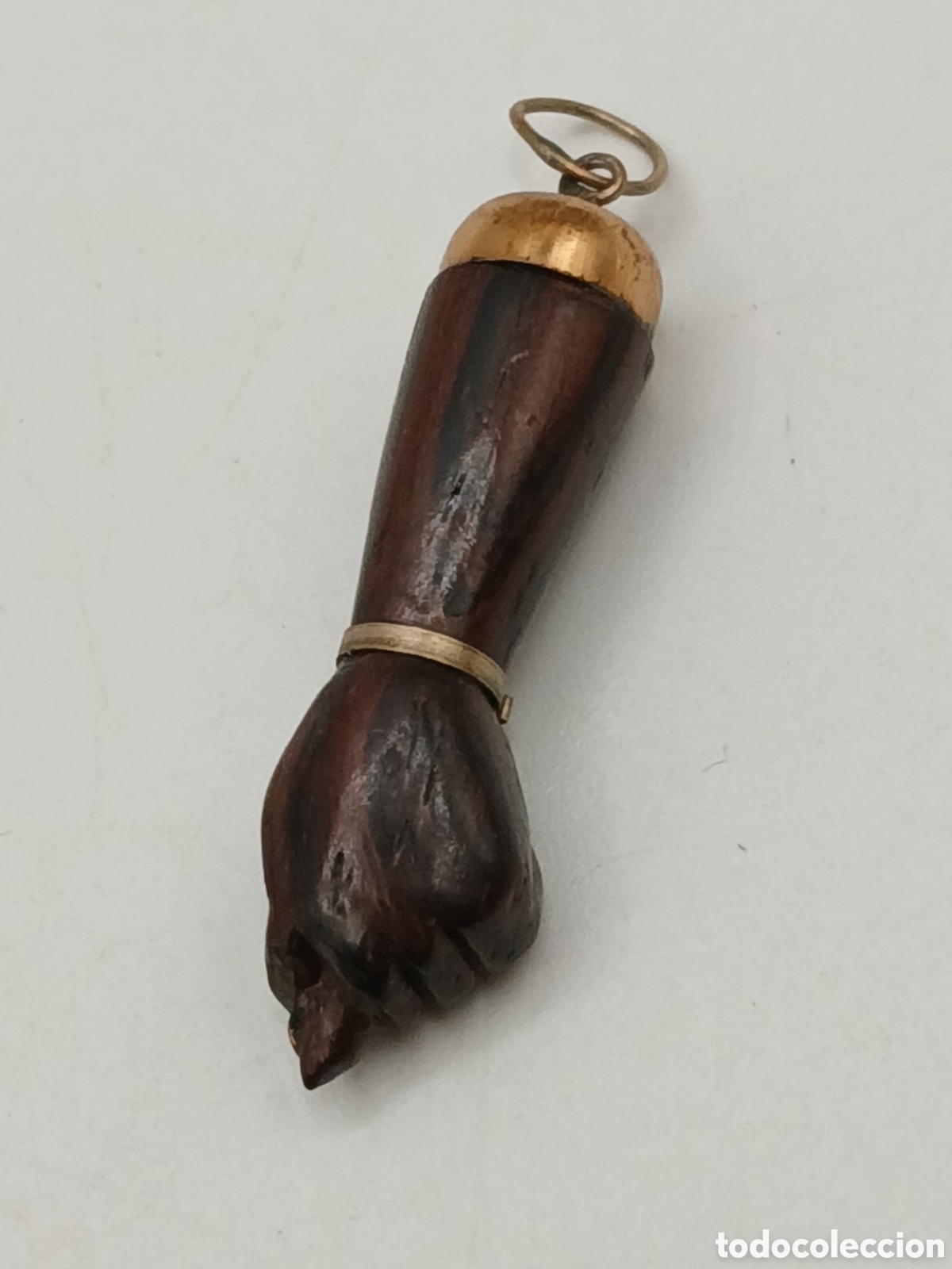 Joyeria: Colgante Figa madera y lat&oacute;n chapado oro - Foto 2
